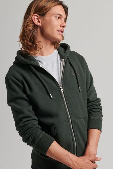 Superdry Green Vintage Logo Embossed Zip Through Hoodie