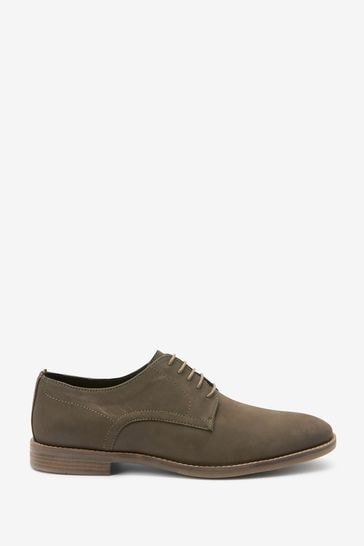 Taupe Brown Leather Derby Shoes