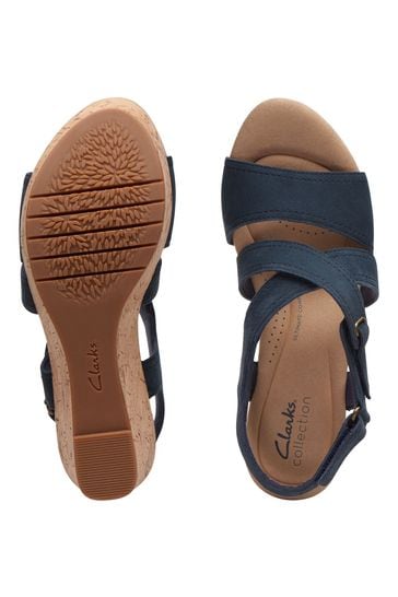 Clarks blue wedge online sandals