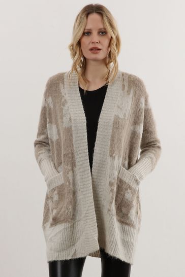 Religion Natural Light Weight Textured Shawl Cardigan In Neutrals