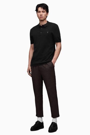 All saints mode merino polo shirt on sale