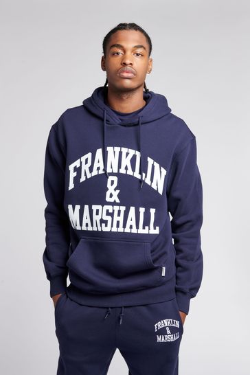 Franklin & Marshall Mens Blue Arch Letter BB OTH Hoodie