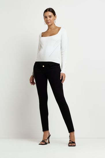 Buy River Island Black Maternity Overbump Jeans from the Laura