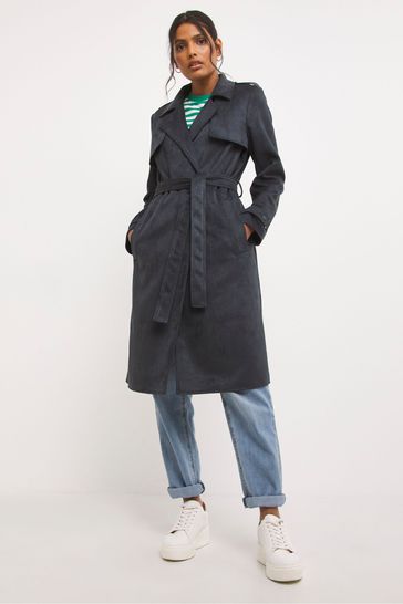 JD Williams Grey Suedette Longline Trench Coat