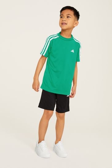 adidas Green Junior Train Essentials AEROREADY 3-Stripes Regular-Fit Training Set