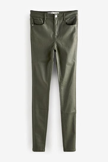 Buy Khaki Green Coated Skinny Jeans from Next Luxembourg