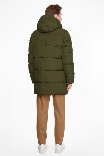 Buy Calvin Klein Green Crinkle Nylon Longlength Puffer Jacket from