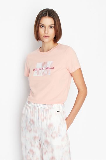 Buy Armani Exchange Pink Logo T-Shirt from Next Saudi Arabia