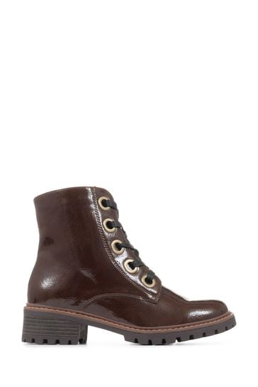 Pavers Brown Lace Up Ankle Boots