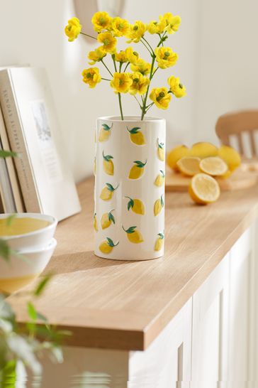Lemons Ceramic Embossed Flower Vase