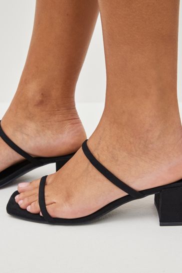 Wide fit block online heel mules