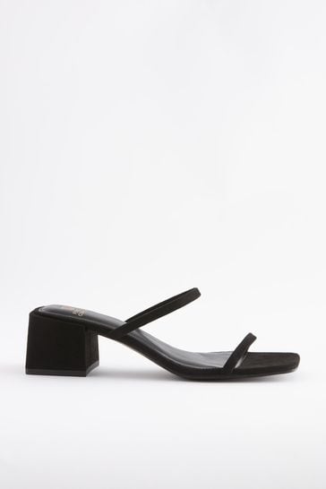 Black suede best sale mules block heel