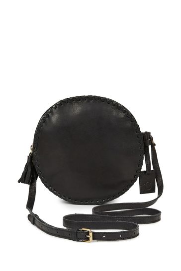 Black round deals leather bag