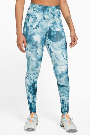 Buy Nike Blue Dri-FIT One High-Waisted 7/8 Allover Print Leggings from Next  Ireland