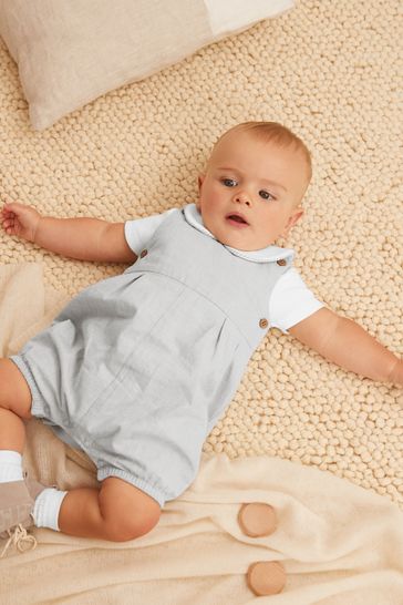 Buy Grey 3 Piece Baby Smart Check Romper Bodysuit And Socks Set