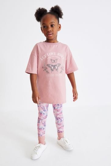 Pink Butterfly T-Shirt And Leggings Set (3-16yrs)