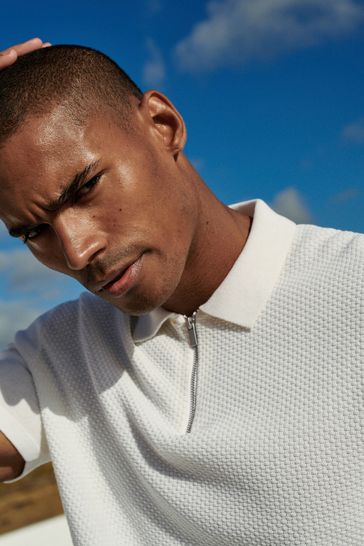 Knitted zip polo hot sale