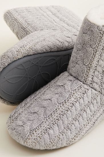 Grey knitted hotsell slipper boots