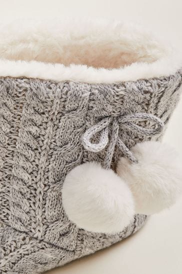 Phase Eight Grey Cable Knit Slipper Boots