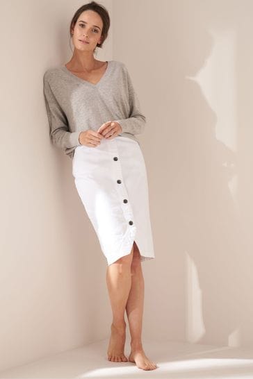 Buy Truly White Denim Midi Skirt from Next Luxembourg