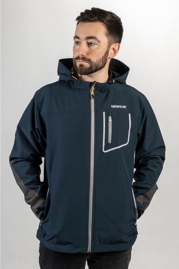Buy Caterpillar Blue Capstone Hooded Soft Shell Jacket from the