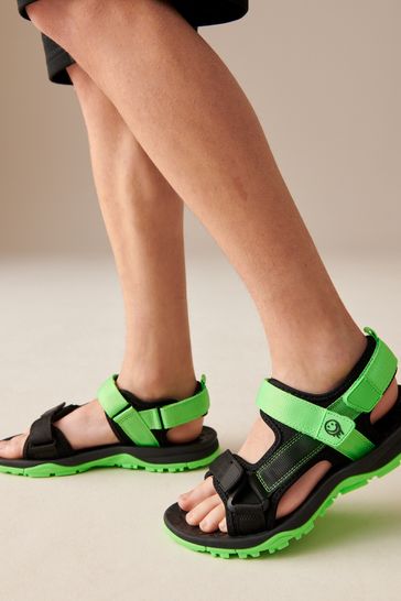 Lime Green Touch Fastening Strap Trekker Sandals