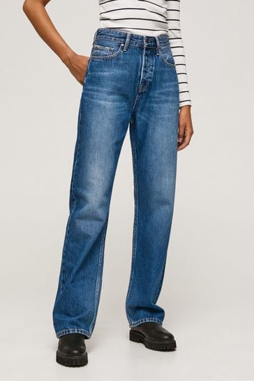 Pepe Jeans Mid Blue Straight Leg High Rise Jeans