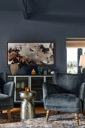 Buy Plush Chenille Slate Blue Grey Bronx Leg Rudy Accent Chair