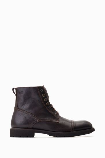 Base London Stanley Brown Lace-Up Toe Cap Boots