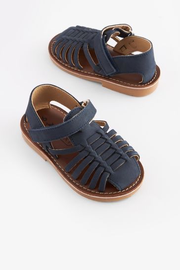 Navy blue deals leather sandals