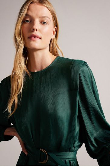 Ted baker green silk hot sale dress