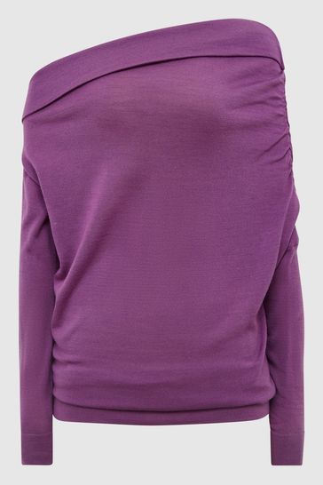 Buy Reiss Magenta Gracey Off Shoulder Wool Top from Next Luxembourg