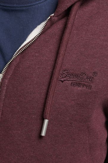 Buy Superdry Track Burgundy Marl Vintage Logo Embossed Zip Through Hoodie  from Next Luxembourg