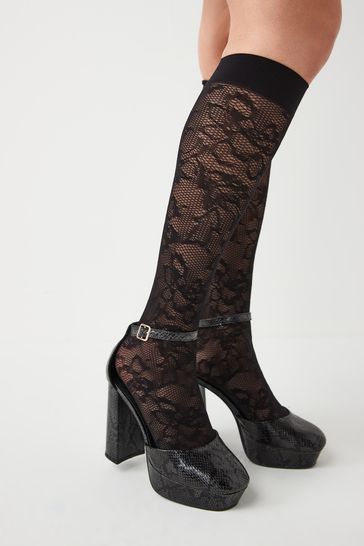 Patterned knee new arrivals high stockings