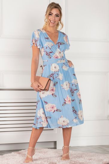Blue wrap shop around dress