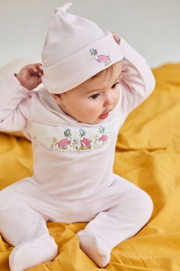 Buy JoJo Maman B b Pink Jemima Puddle Duck Smocked Sleepsuit