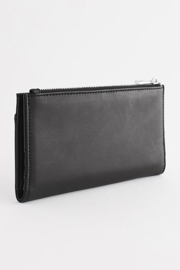 Buy Black Tab Detail Large Purse from Next Luxembourg