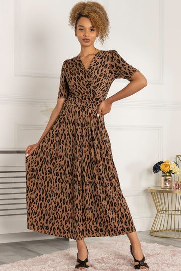 Jolie Moi Brown Printed Akayla Jersey Maxi Dress