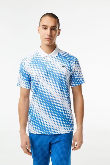 Lacoste Mens Blue Novak Djokovic Gradient Print Polo Shirt