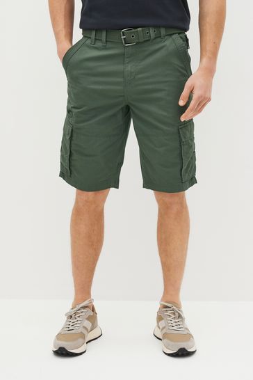 Khaki discount belted shorts