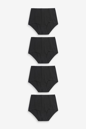 Black Full Brief Cotton Rich Knickers 4 Pack