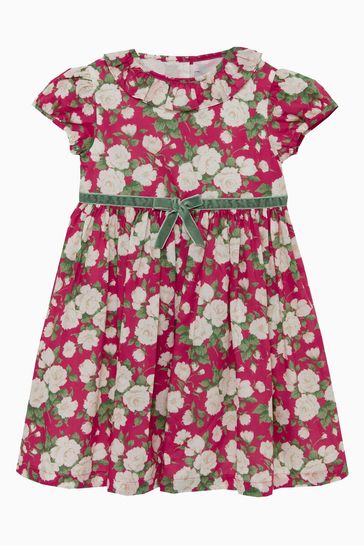 Trotters London Red Liberty Print Carline Rose Cotton Dress
