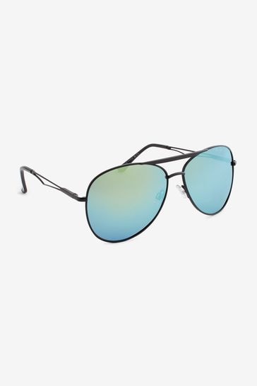 Buy Black Blue Pilot Polarised Sunglasses from Next Luxembourg