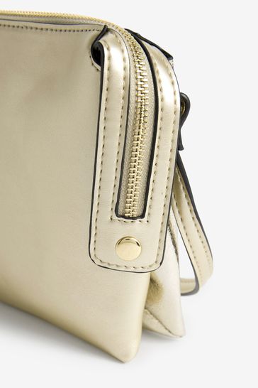 Buy Gold Double Compartment Cross Body Bag from Next Luxembourg
