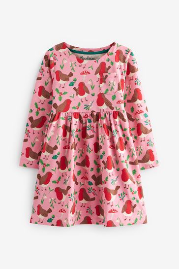 Boden Pink Long Sleeve Fun Jersey Dress