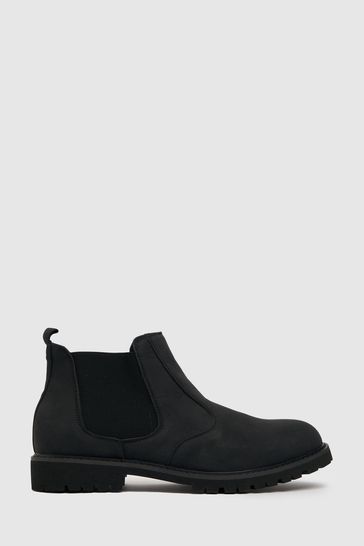 schuh Drake Pu Black Cleated Chelsea Boots
