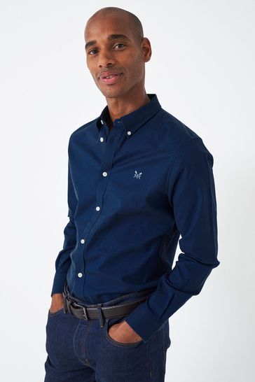 Crew Clothing Company Navy Blue Cotton Shirt