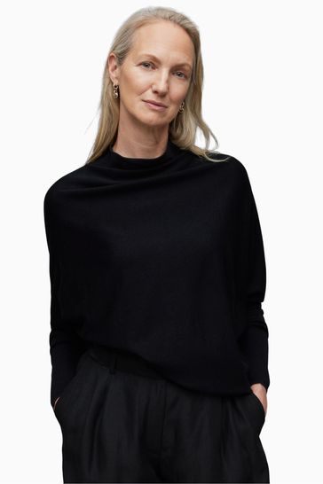 Buy AllSaints Ridley Black Crop Jumper from Next Luxembourg