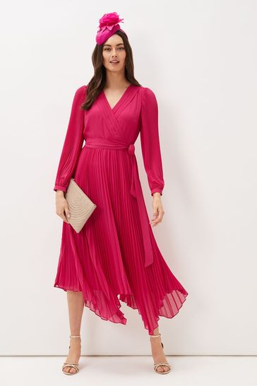 Phase Eight Pink Petra Pleated Wrap Dress
