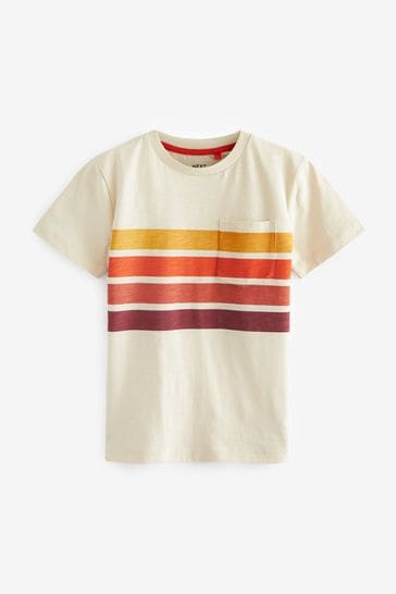 Neutral Stripe Pocket Colourblock Short Sleeve T-Shirt (3-16yrs)